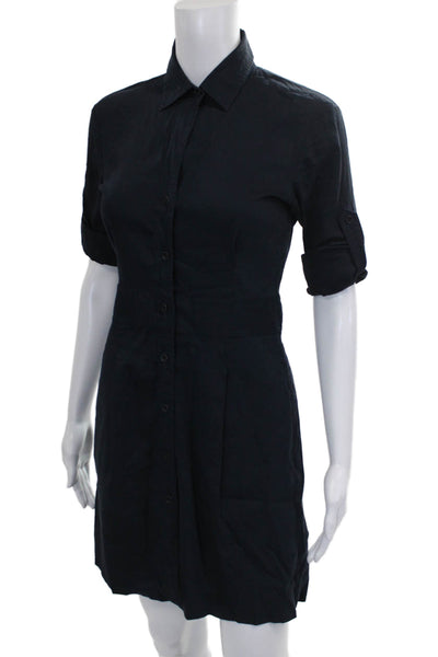 Theory Womens Shirt Dress Blue Linen Half Sleeve Short Size 4