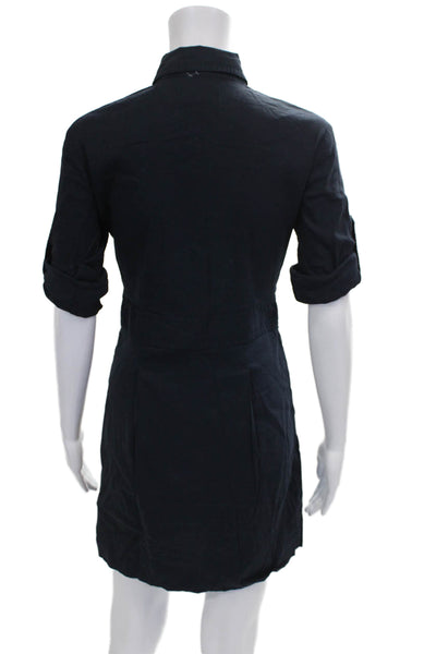 Theory Womens Shirt Dress Blue Linen Half Sleeve Short Size 4