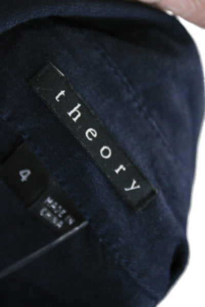 Theory Womens Shirt Dress Blue Linen Half Sleeve Short Size 4