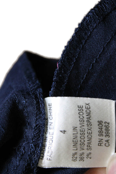 Theory Womens Shirt Dress Blue Linen Half Sleeve Short Size 4