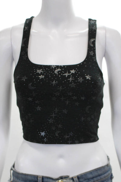 Beyond Yoga Womens Cropped Tank Black Spotted Square Neck Nylon Blend Size XS