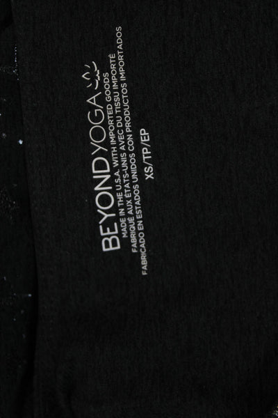 Beyond Yoga Womens Cropped Tank Black Spotted Square Neck Nylon Blend Size XS
