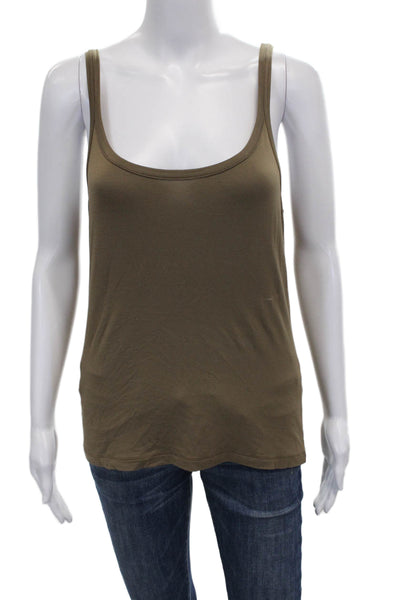 Max Mara Women Tank Scoop Neck Sleeveless Green Polyester Spandex Size L