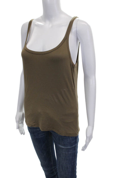 Max Mara Women Tank Scoop Neck Sleeveless Green Polyester Spandex Size L