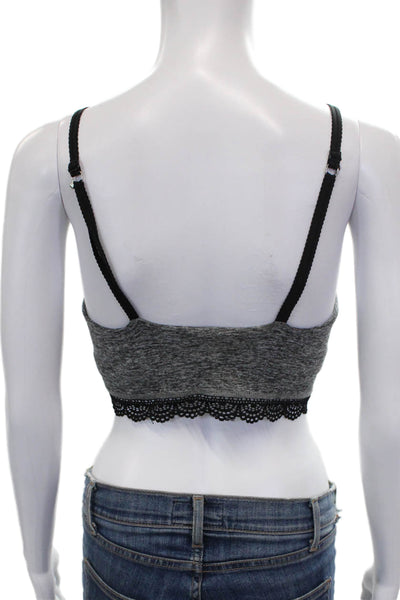 Beyond Yoga Womens Spaghetti Strap Scoop Neck Lace Trim Sports Bra Gray Small