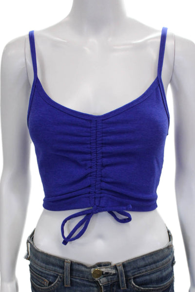 Beyond Yoga Womens Spaghetti Strap V Neck Ruched Sports Bra Blue Size XS