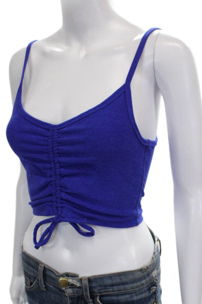 Beyond Yoga Womens Spaghetti Strap V Neck Ruched Sports Bra Blue Size XS