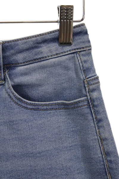Oat New York Womens Cut-Off Cotton Shorts Blue Button Size 25