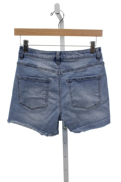 Oat New York Womens Cut-Off Cotton Shorts Blue Button Size 25