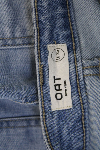 Oat New York Womens Cut-Off Cotton Shorts Blue Button Size 25