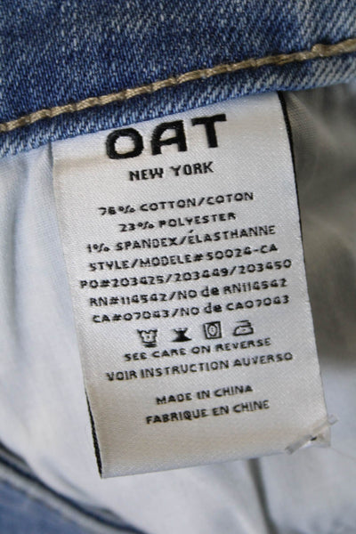 Oat New York Womens Cut-Off Cotton Shorts Blue Button Size 25