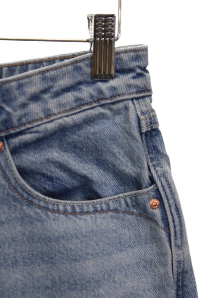 Zara Women Straight Jeans Blue 100% Cotton Mid Rise Button Fly Size 6