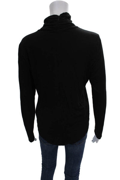 Elie Tahari Womens Basic Black Viscose Turtleneck Long Sleeve T-Shirt Size L