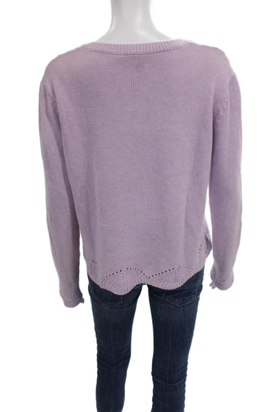 Cotton By Autumn Cashmere Womens Purple Pullover Sweater Long Sleeve Size M
