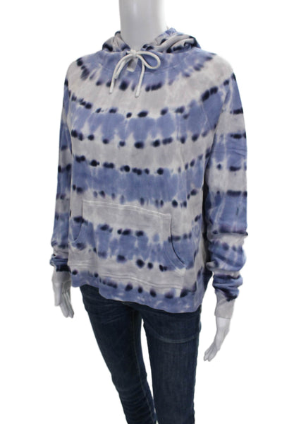 Leallo Womens Pullover Hoodie Batik Blue Cotton Long Sleeve Size M