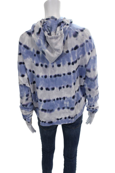 Leallo Womens Pullover Hoodie Batik Blue Cotton Long Sleeve Size M
