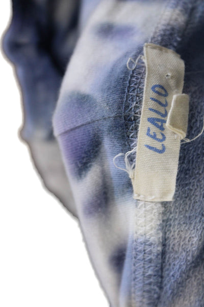 Leallo Womens Pullover Hoodie Batik Blue Cotton Long Sleeve Size M