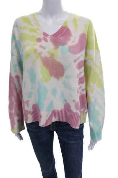 Lisa Todd Women Pullover VNeck Tie-Dye Multicolor 60% Cotton Long Sleeve Size S