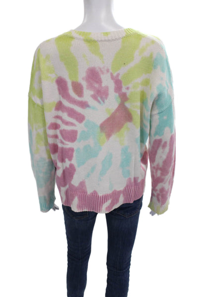 Lisa Todd Women Pullover VNeck Tie-Dye Multicolor 60% Cotton Long Sleeve Size S