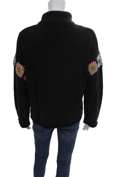 Lisa Todd Womens Black Cotton Turtleneck Pullover Sweater Long Sleeve Size S