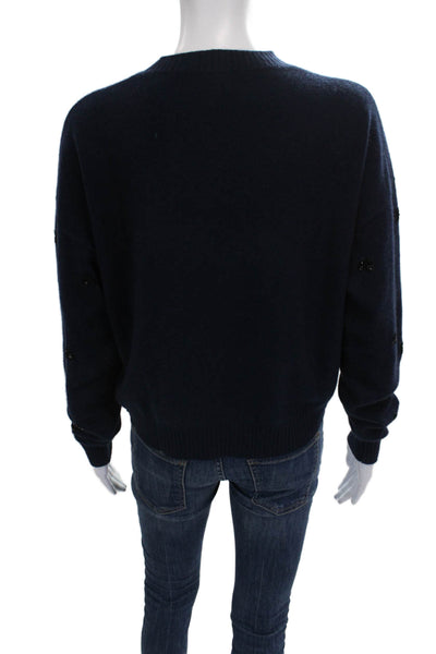 27 Miles Womens Cashmere Pullover Sweater Blue Crew Neck Long Sleeve Size M