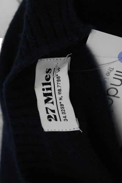 27 Miles Womens Cashmere Pullover Sweater Blue Crew Neck Long Sleeve Size M