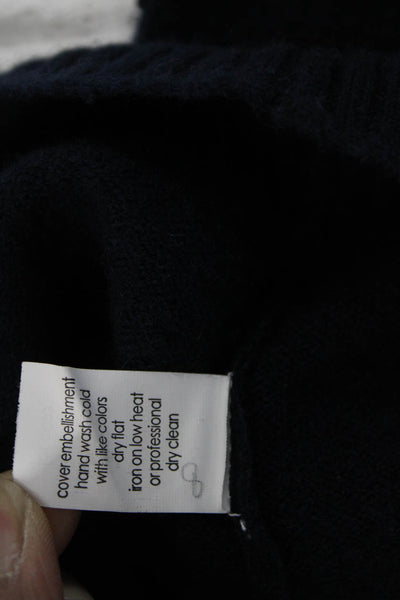 27 Miles Womens Cashmere Pullover Sweater Blue Crew Neck Long Sleeve Size M