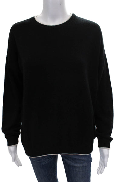 Minnie Rose Womens Cashmere Pullover Black Crew Neck Long Sleeve Size L