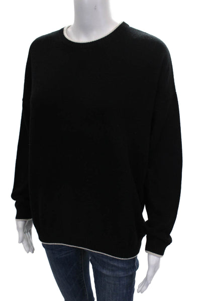 Minnie Rose Womens Cashmere Pullover Black Crew Neck Long Sleeve Size L