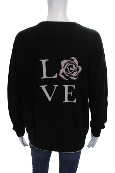 Minnie Rose Womens Cashmere Pullover Black Crew Neck Long Sleeve Size L