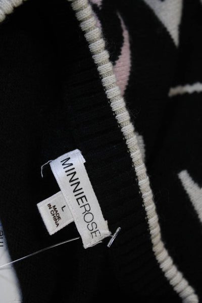 Minnie Rose Womens Cashmere Pullover Black Crew Neck Long Sleeve Size L