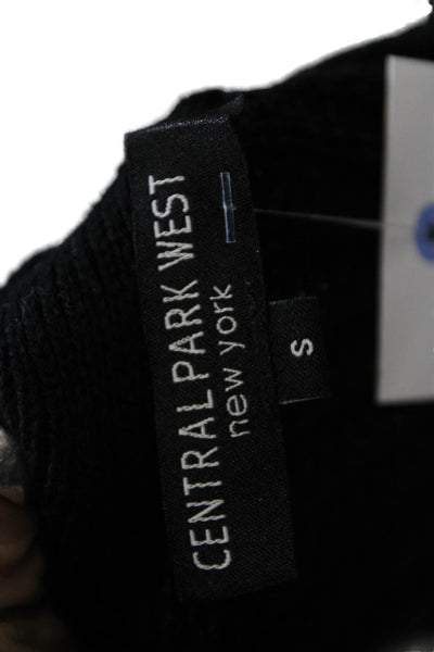 Central Park West Women Black Cotton V-Neck Long Sleeve Cardigan Size S