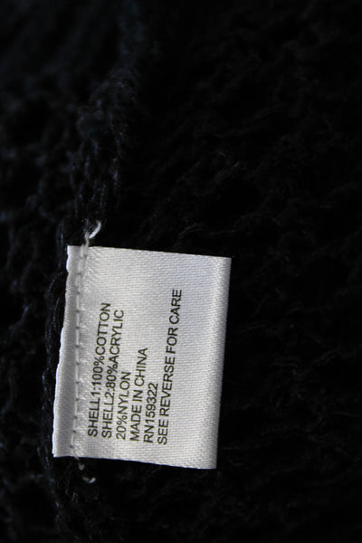 Central Park West Women Black Cotton V-Neck Long Sleeve Cardigan Size S