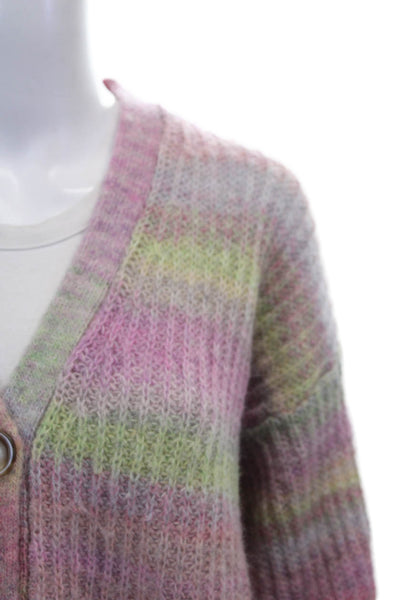 27 Miles Womens Alpaca Striped V-Neck Long Sleeve Cardigan Size S