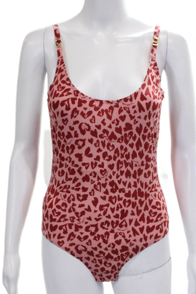 Stella McCartney Women Sleeveless Heart Scoop Neck Bodysuit Pink Size M