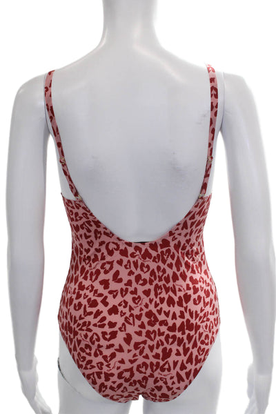 Stella McCartney Women Sleeveless Heart Scoop Neck Bodysuit Pink Size M