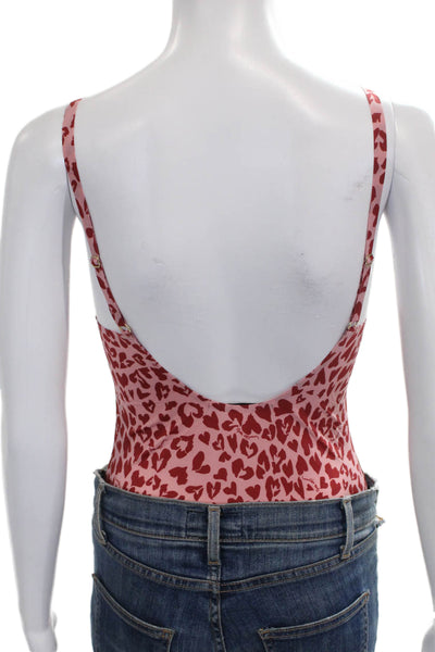 Stella McCartney Women Sleeveless Heart Scoop Neck Bodysuit Pink Size M