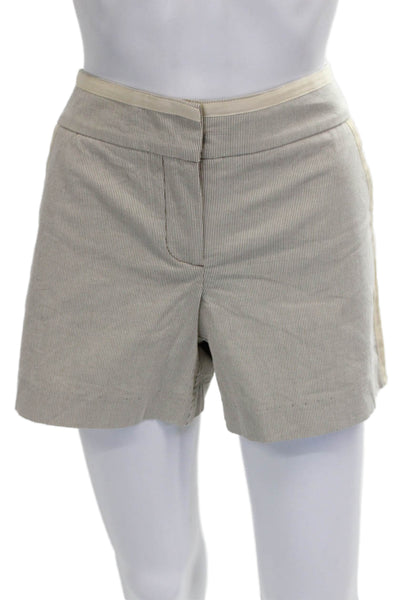 Trina Turk Womens Casual Striped Cotton Zip Beige Shorts Size 4