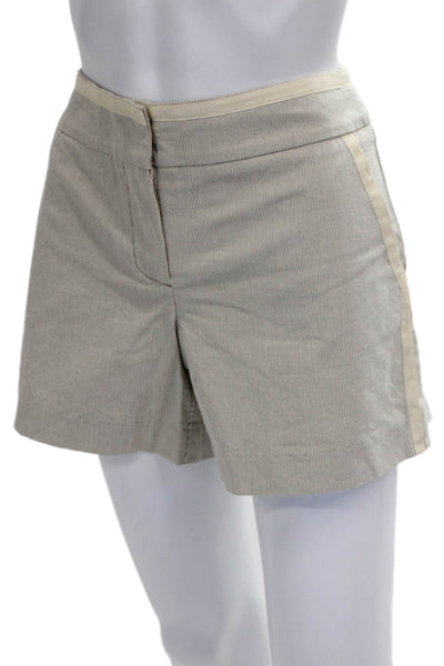 Trina Turk Womens Casual Striped Cotton Zip Beige Shorts Size 4