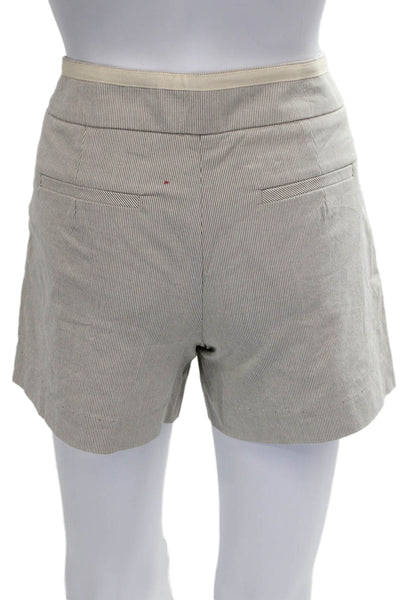 Trina Turk Womens Casual Striped Cotton Zip Beige Shorts Size 4