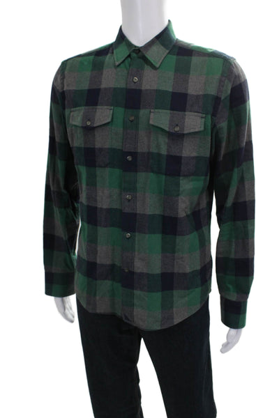 Untuckit Mens Cotton Plaid Collar Long Sleeve Button Down Shirt Green Size M