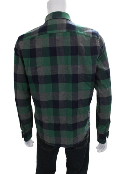 Untuckit Mens Cotton Plaid Collar Long Sleeve Button Down Shirt Green Size M