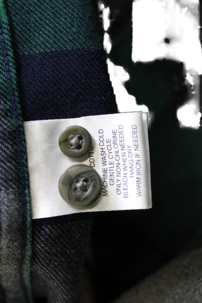 Untuckit Mens Cotton Plaid Collar Long Sleeve Button Down Shirt Green Size M