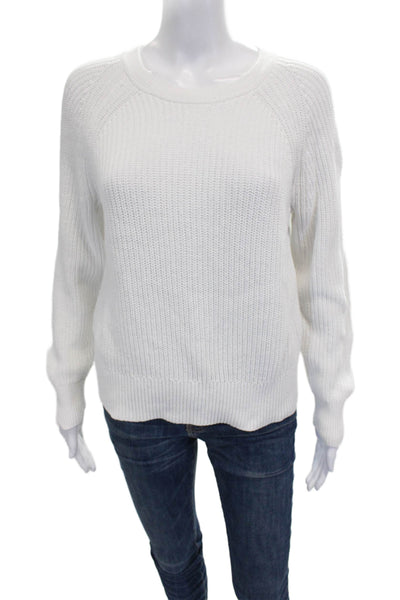 J Crew Women Pullover Sweater White 100% Cotton Crew Neck Long Sleeve Size S