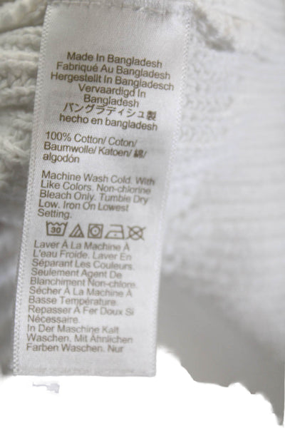 J Crew Women Pullover Sweater White 100% Cotton Crew Neck Long Sleeve Size S