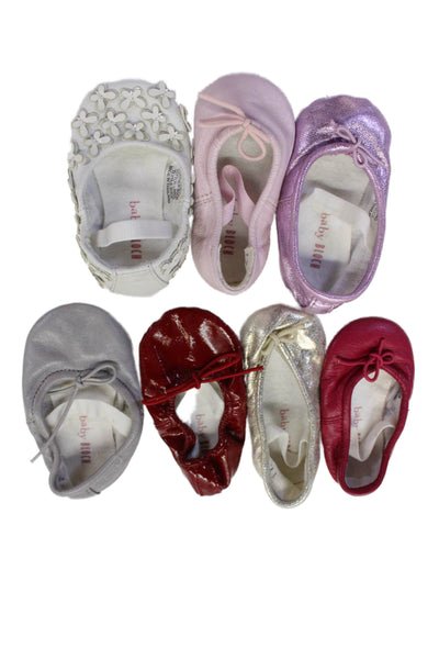 Bloch Girls Butterfly Detail Bow Ballet Flats White Red Pink Size 21 Lot 6