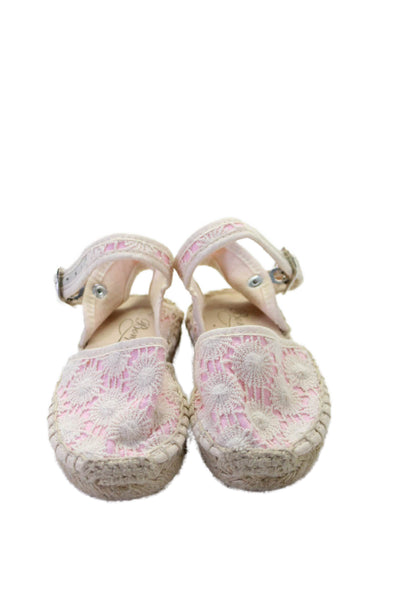 Bonpoint Blumarine Girls Espadrilles Glitter Sandals White Pink Size 23 Lot 3
