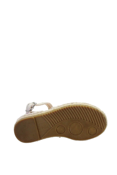 Bonpoint Blumarine Girls Espadrilles Glitter Sandals White Pink Size 23 Lot 3