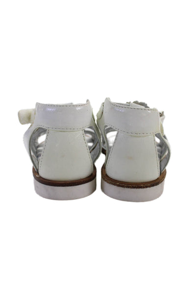 Bonpoint Blumarine Girls Espadrilles Glitter Sandals White Pink Size 23 Lot 3