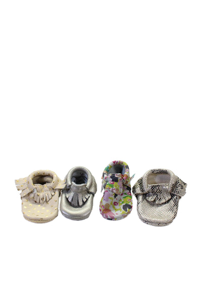 Freshly Picked Girls Polka Dot Floral Snake Print Booties White Gray 2 Lot 4
